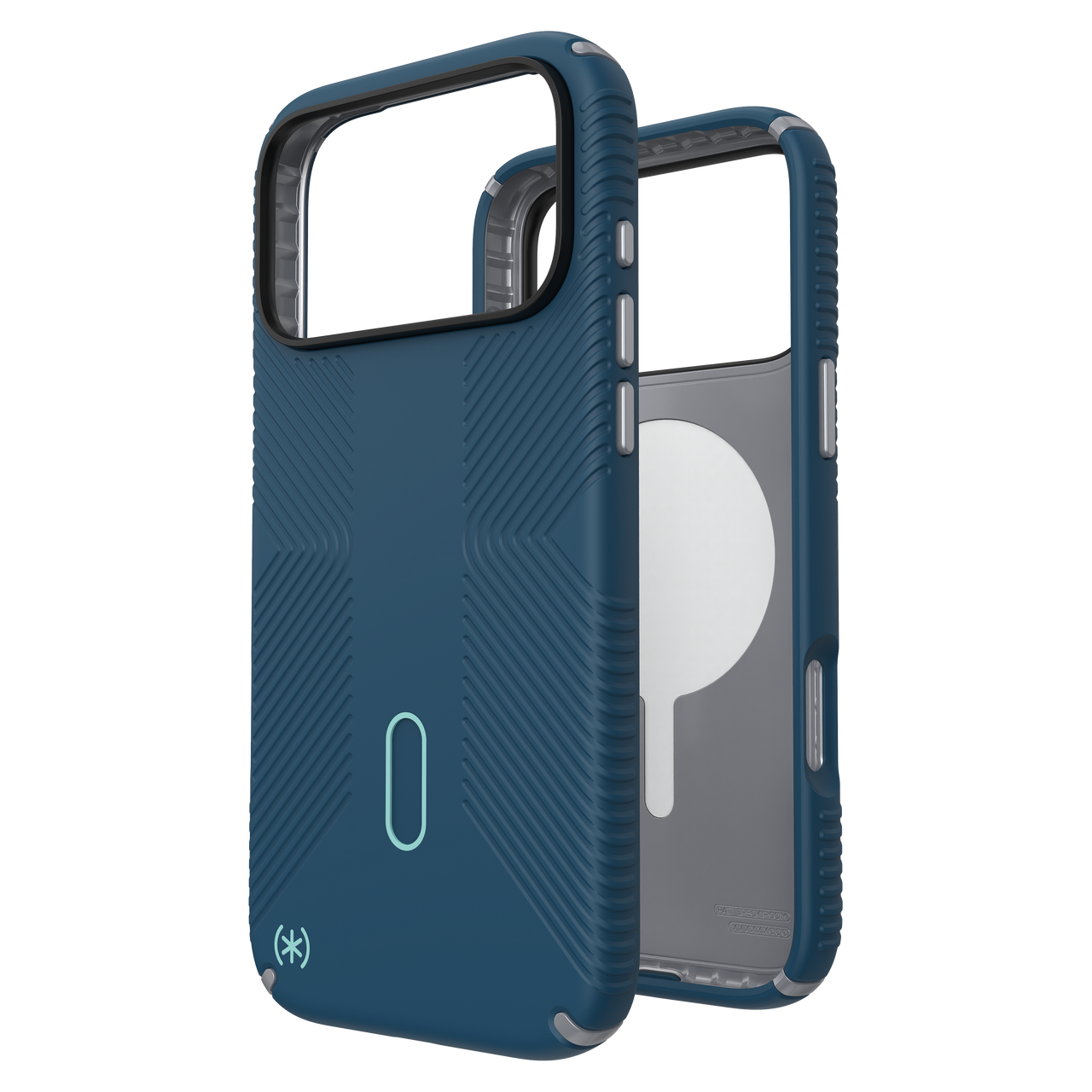 Quikcell Speck Presidio2 Grip Case for Apple iPhone 17 – Deep Sea/Silver Metallic/Spell Blue Protective Cover