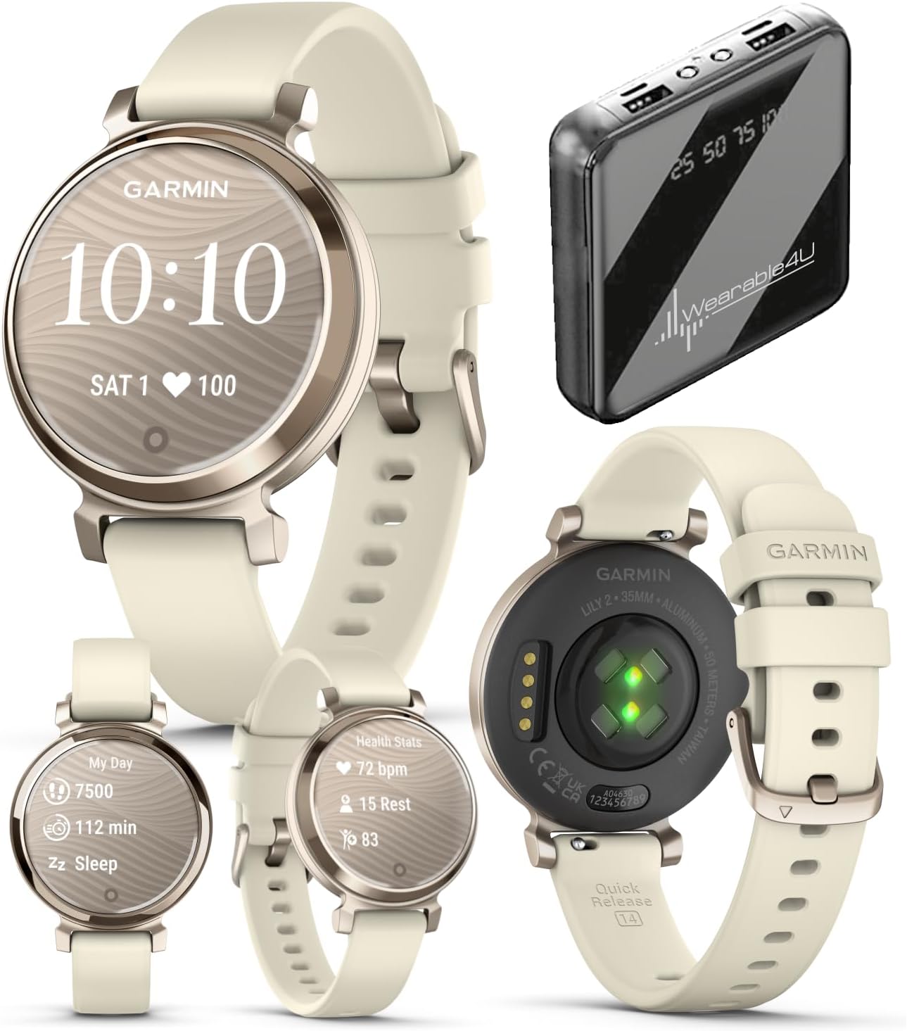 Garmin Lily 2 Smartwatch Cream Gold with Coconut Silicone Band 010-02839-00 Women’s Fitness Watch