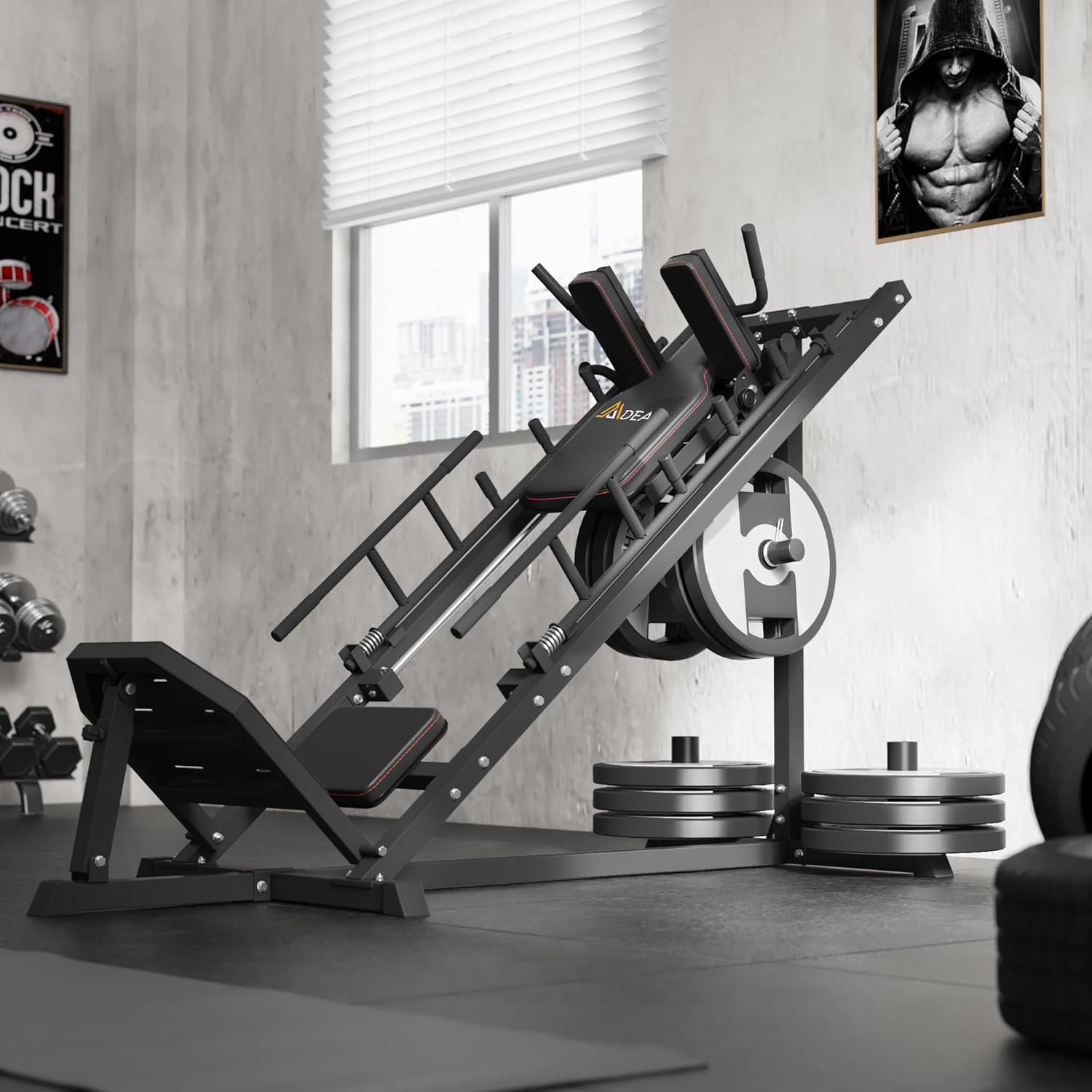 BalanceFrom Commercial Grade Plate Loaded High-Gauge Steel Adjustable Leg Press Machine With Extra Plate Storage, 1000 Pound Capacity