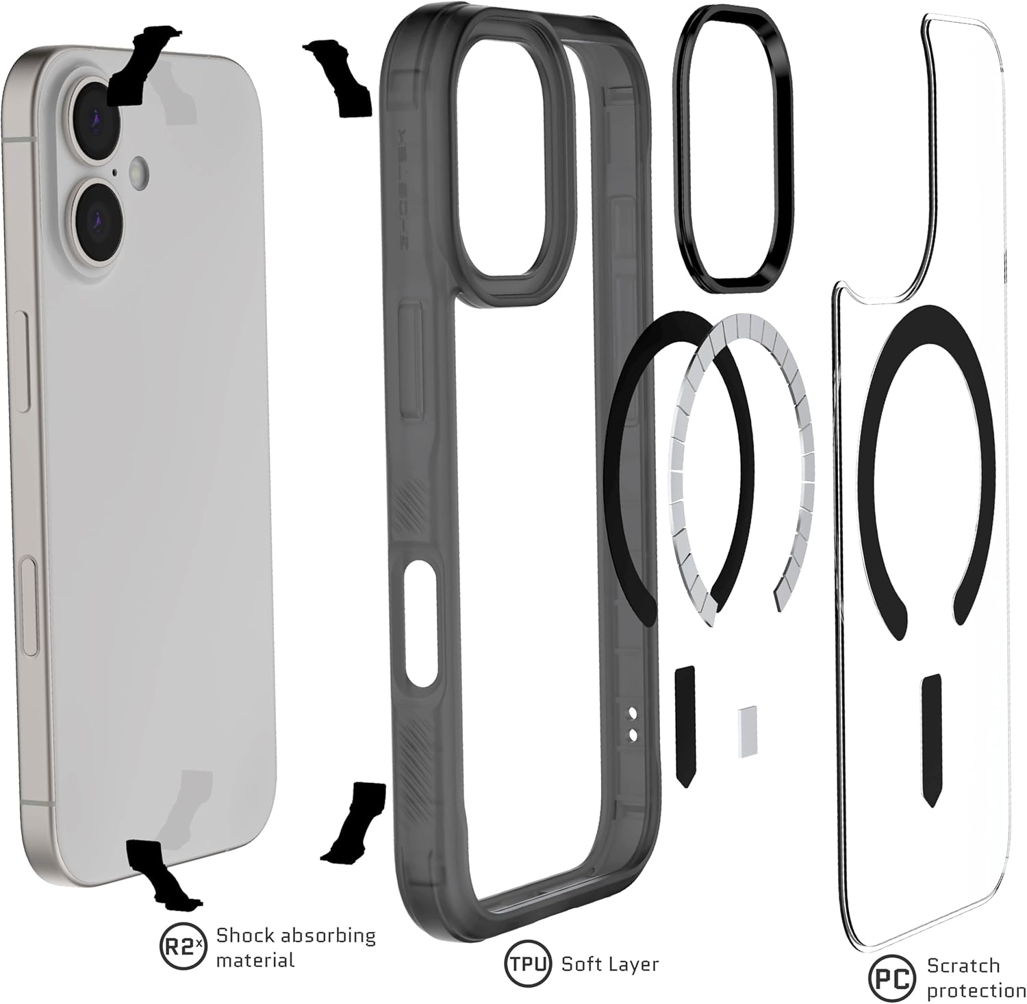 Ghostek COVERT Smoke Matte MagSafe Case for iPhone 17 – Clear Shockproof Protective Cover