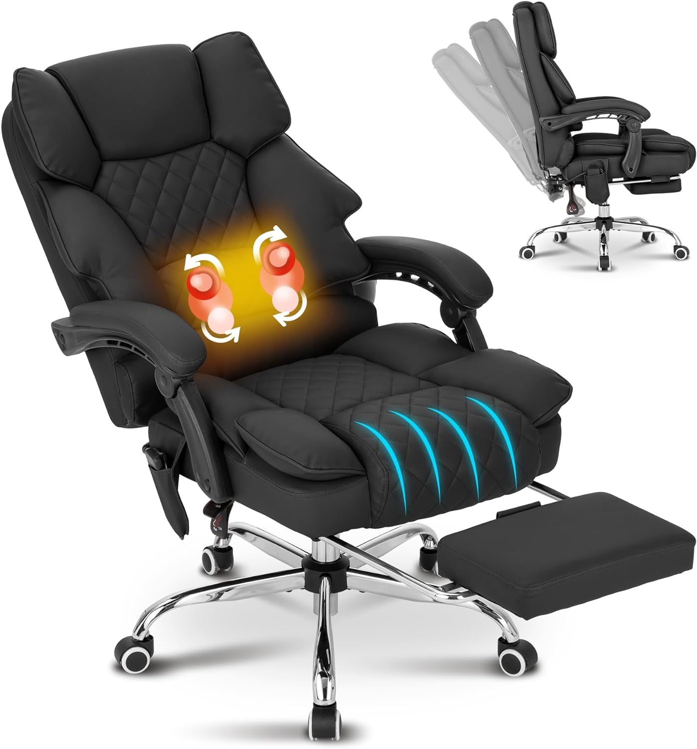 Bowthy Kneading Massage Executive Office Chair with Heated,90-135° Reclining Chair (HK0FOC052YE0ZR)