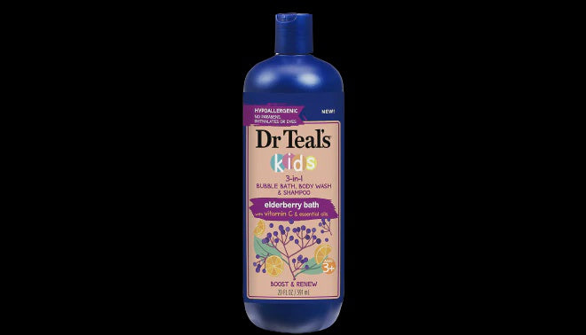 Dr Teal's Kids 3-in-1 Bubble Bath Body Wash and Shampoo, 20 Oz - Elderberry & Vitamin C