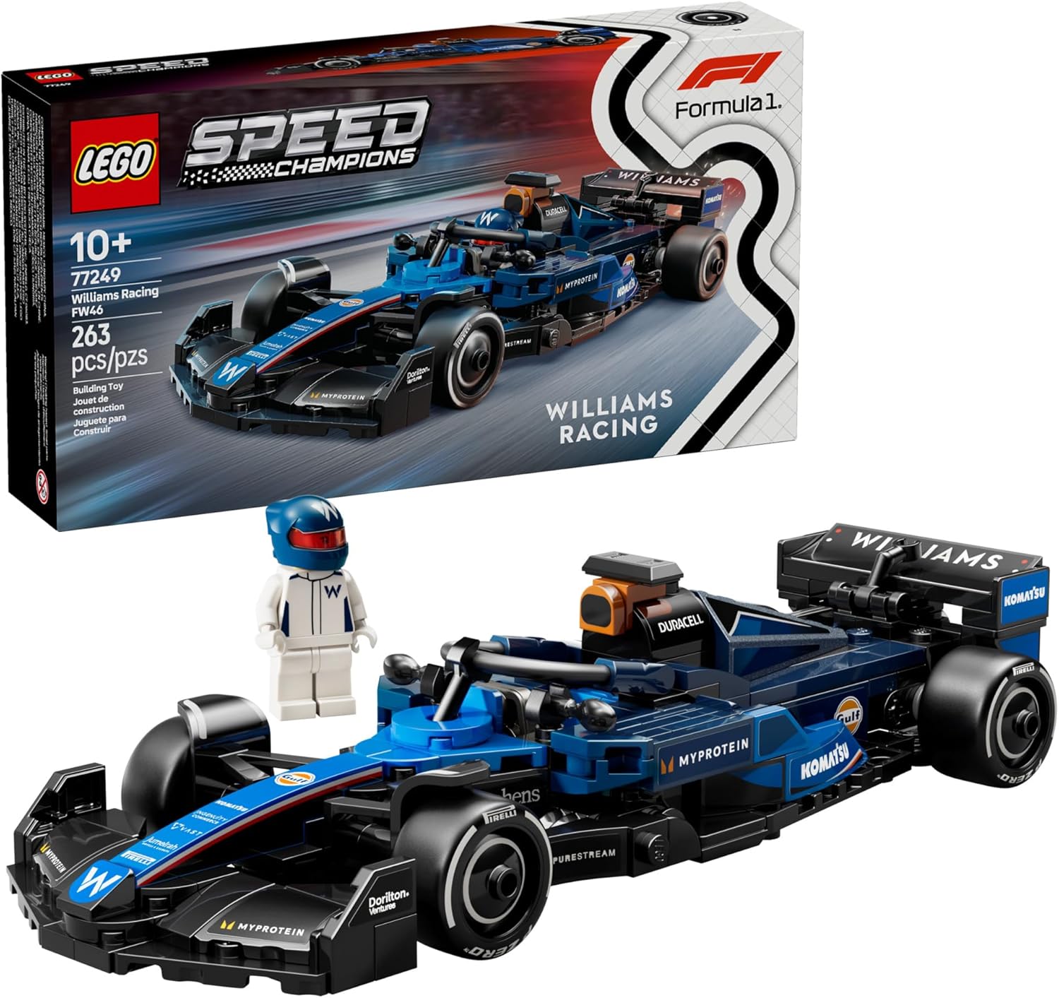 LEGO Speed Champions Williams Racing FW46 F1 Race Car Toy 77249 – Formula 1 Building Set for Kids and Racing Fans