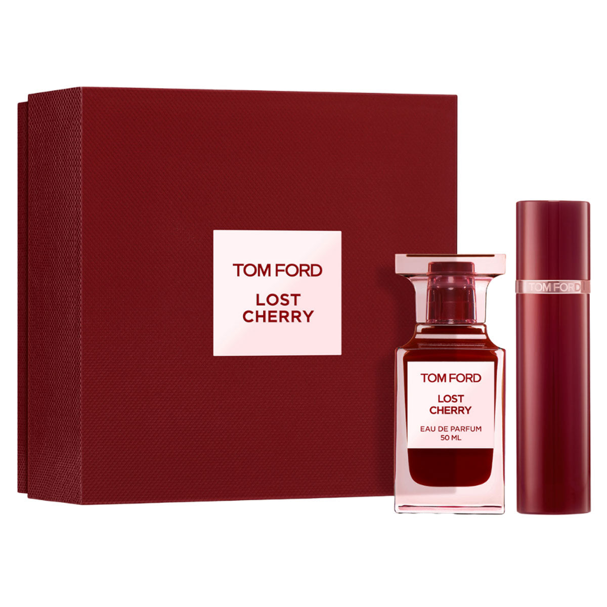 Tom Ford Lost Cherry EDP 50ml Gift Set – Luxury Cherry Almond Perfume with Travel Spray (Unisex Private Blend)