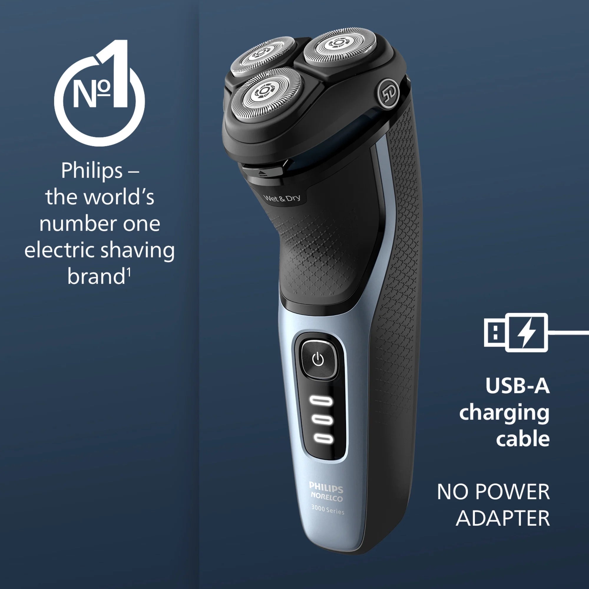 Philips Norelco Wet & Dry Men's Rechargeable Electric Shaver 3600 – Cordless Rotary Shaver with ComfortCut Blades and Pop-Up Trimmer