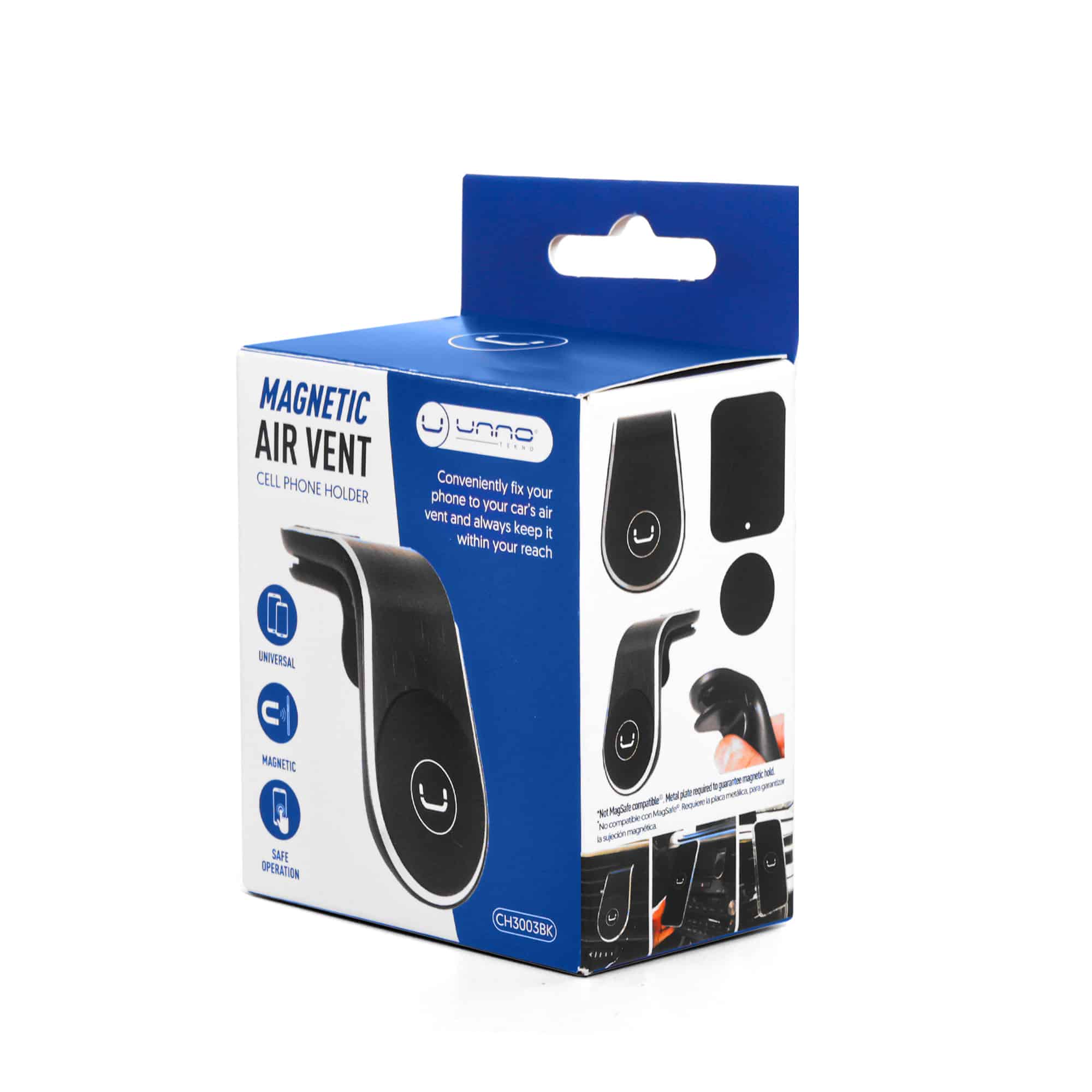 Unno Tekno Cell Phone Holder with Magnet for Air Vent CH3003BK Car Mount
