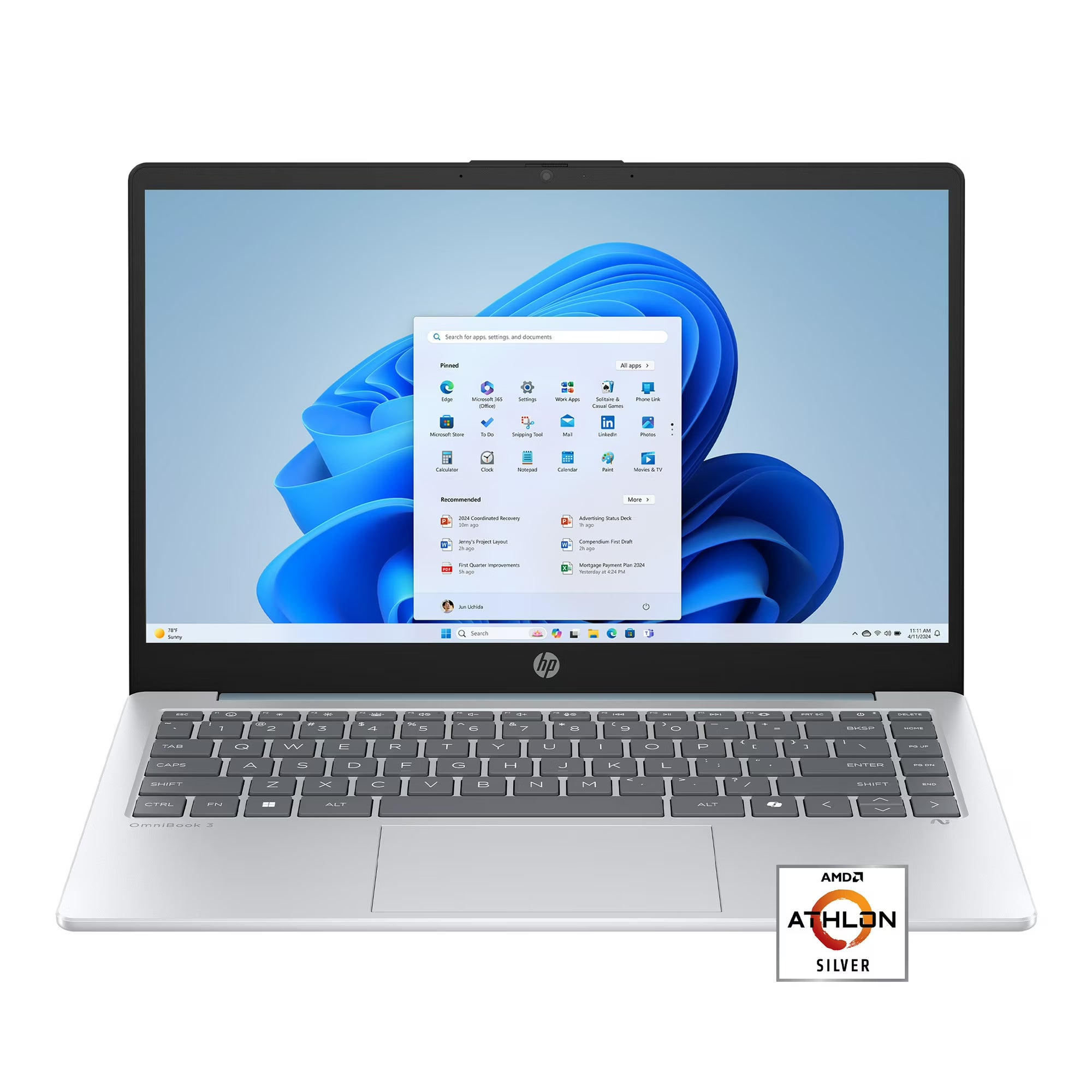 HP 14" HD Moonlight Blue AMD Athlon 7120, 4GB Memory, 128GB Windows Laptop