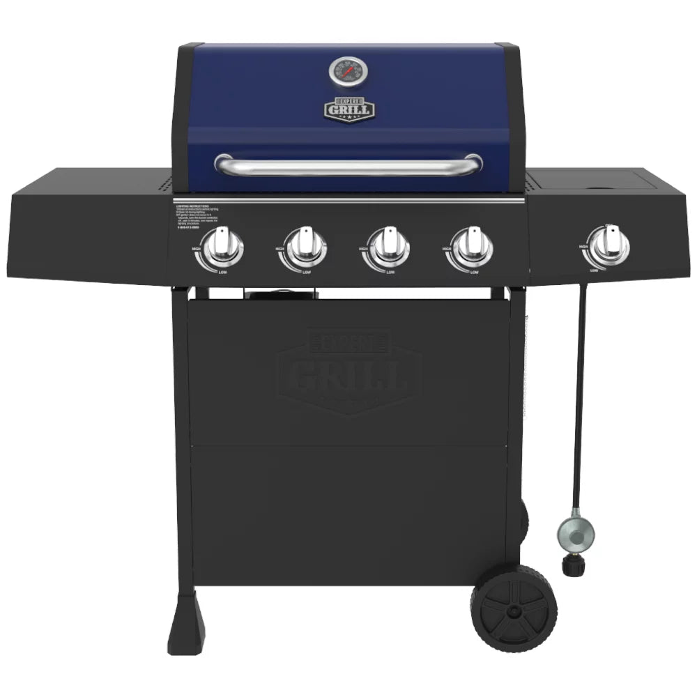 Expert Grill 4-Burner Propane Gas Grill with Side Burner Blue 720-0789MB Outdoor BBQ Grill