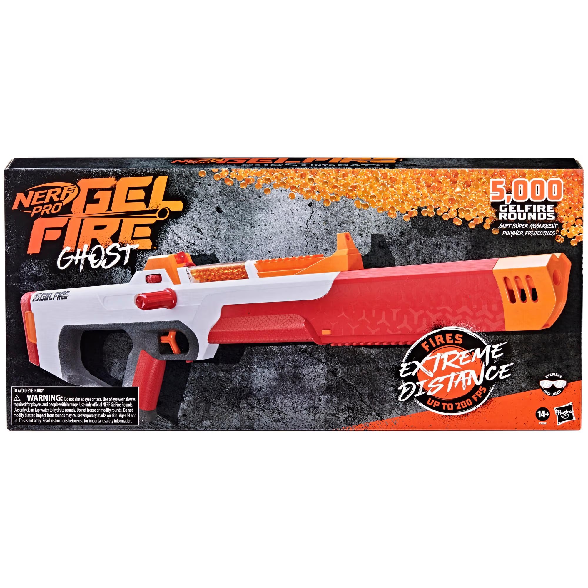 Nerf Pro Gelfire Ghost Blaster with Boost Barrel, 5000 Gel Rounds, and Protective Eyewear – High-Performance Gel Blaster for Competitive Play