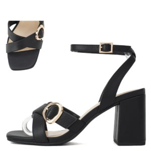 Soda Horatia Black PU Dress Sandal