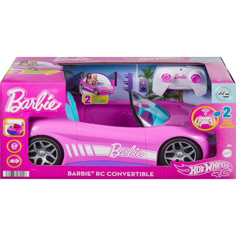 Hot Wheels Remote Control Barbie Convertible Car with 2 Dolls