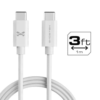 Ghostek NRGline USB-C to USB-C 60W Cable 3ft White – Fast Charging & Data Transfer Cable