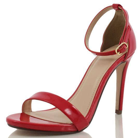 My Delicious Jaiden-S Lipstick Patent Women Slip On Open Toe Ankle Strap Heel Shoe