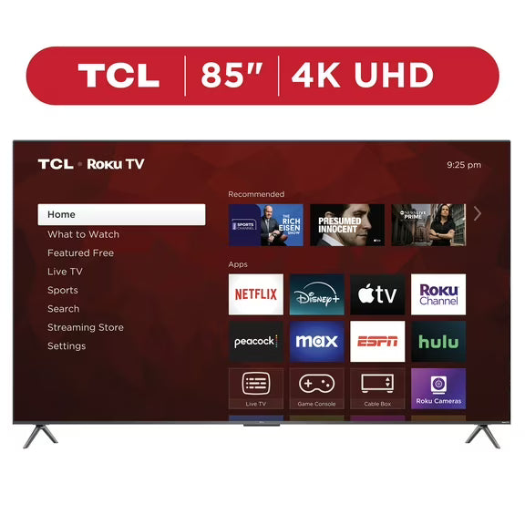 TCL 85S41CR 85" 4K Ultra HD 2160p HDR Smart LED Roku HDTV (2025 Model)
