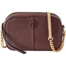 Tory Burch McGraw Textured Leather Camera Bag-Muscadine