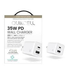 Quikcell 35W PD Dual Port Wall Charger USB-A + USB-C – Fast Charging Power Adapter