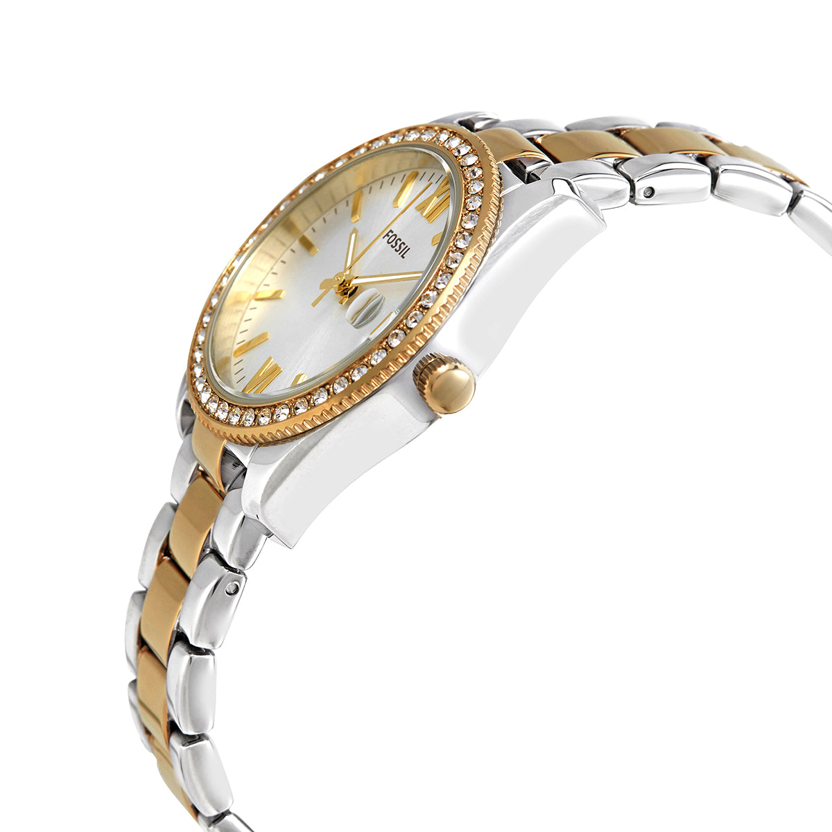 Fossil Scarlette Mini Quartz Crystal Silver Dial Ladies Watch ES4319
