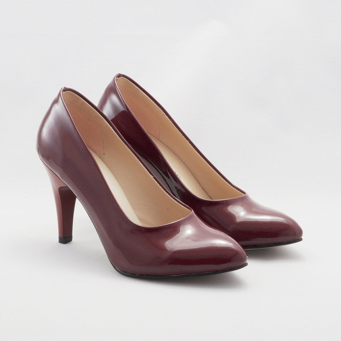 Soda Ring Burgundy Patent Dress Shoe – Glossy Burgundy Dress Pumps with Elegant Design for Work & Formal Wear