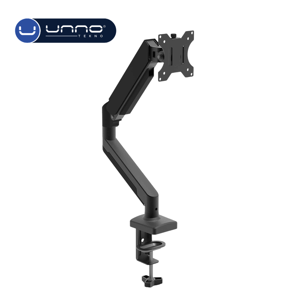 Unno Tekno Pneumatic 32" Single Monitor Mount TM8005BK Gas Spring Desk Arm