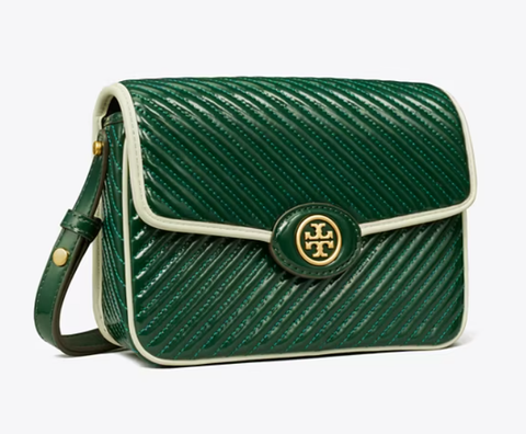 Tory Burch Robinson Patent Quilted Shoulder Bag-Pine Tree