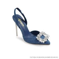 Liliana Markel-2 Pointed Rhinestone Heel Dark Denim
