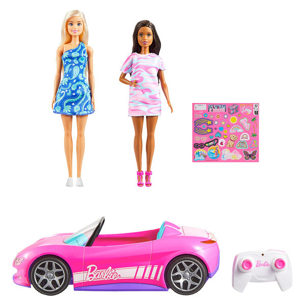 Hot Wheels Remote Control Barbie Convertible Car with 2 Dolls