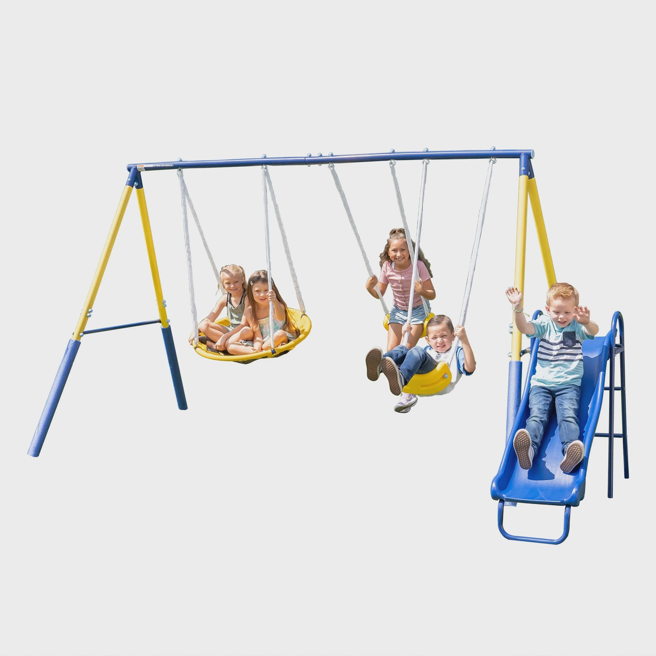 Sportspower Super Saucer Metal Swing Set 2 Swings Saucer Swing 1pc Heavy Duty Slide