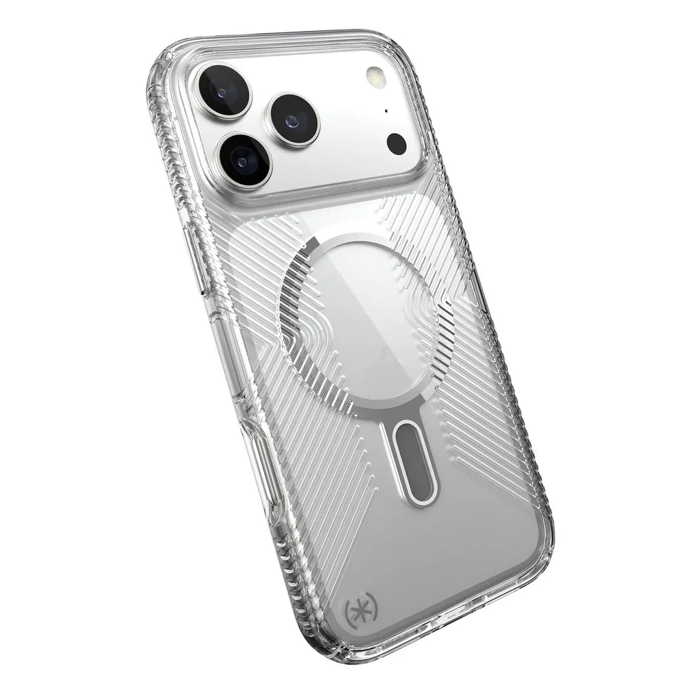 Quikcell Speck Presidio Perfect Clear Grip Case for Apple iPhone 17 Pro Max – Clear/Silver Protective Cover