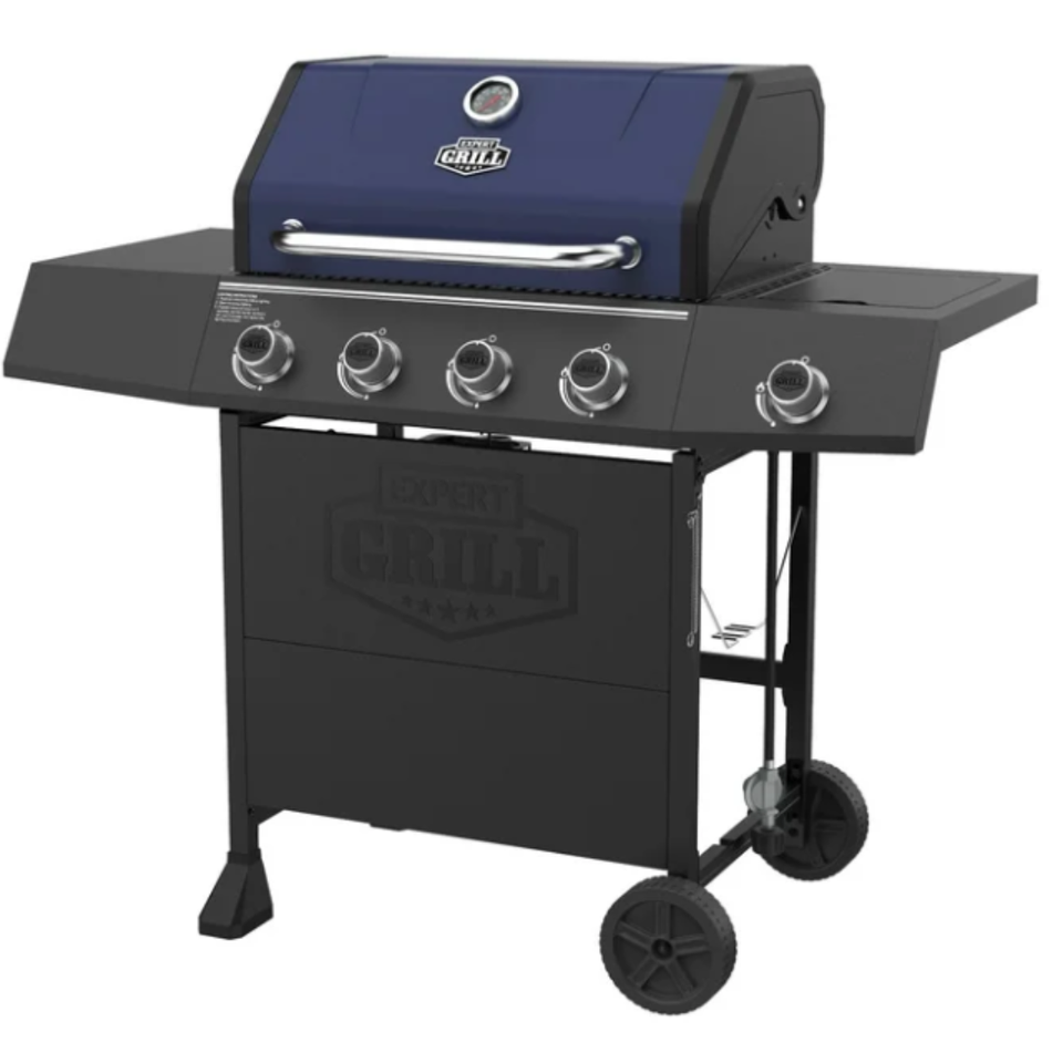 Expert Grill 4-Burner Propane Gas Grill with Side Burner Blue 720-0789MB Outdoor BBQ Grill