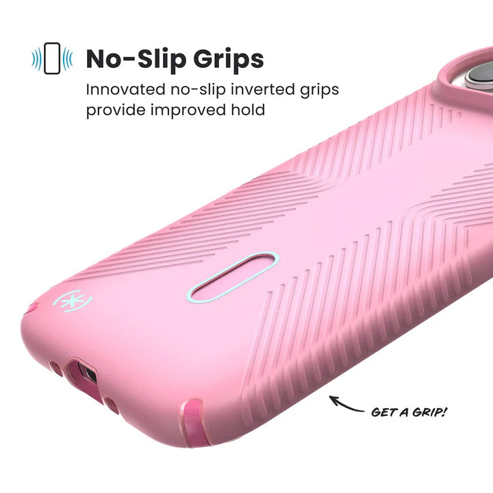 Quikcell Speck Presidio Lux Grip Case for Apple iPhone 17 – Ibis Pink/Dark Ibis/Kanom Green Protective Cover