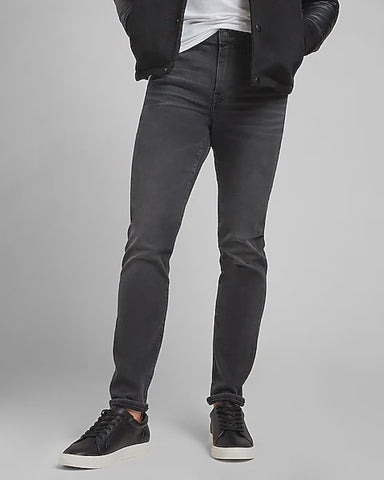 Express Slim Hyper Stretch Coated Black Jeans