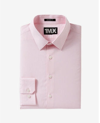 Express 00302149 Men Fitted 1MX Longsleeve Shirt Baby Pink-GL