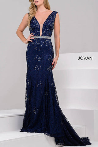 Jovani 22917A Navy Prom Evening Dress-GL