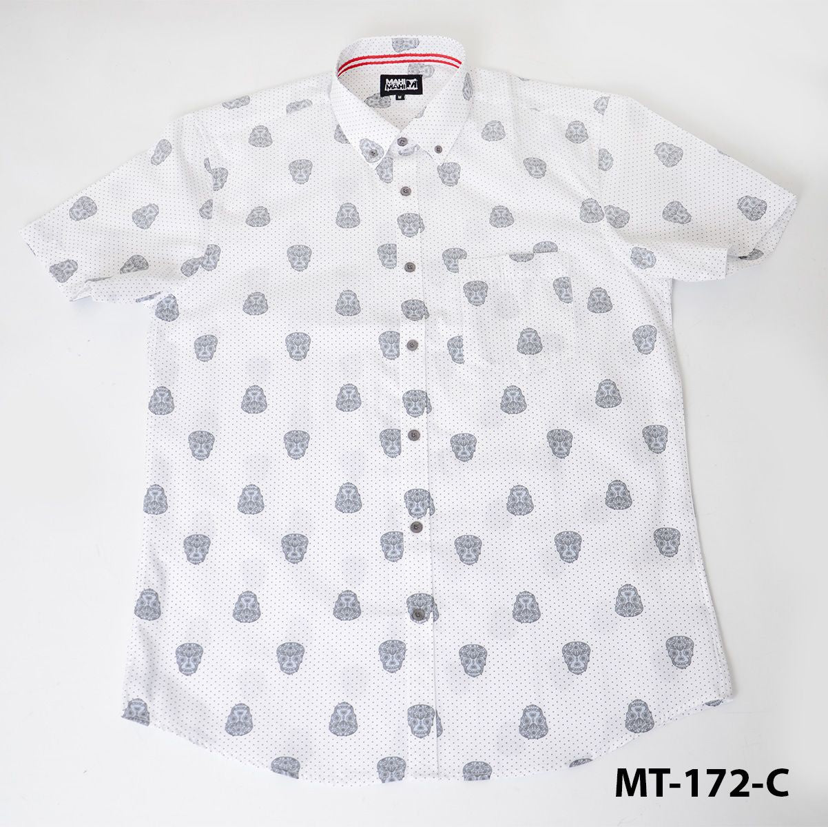 Mahi Mahi MT-172-C Men Casual Short Sleeve Shirt Skull Print-GL/SHW/SHG