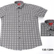 Oleg Cassini Men 13S-1209-E Poplin Print Short Sleeve Shirt Black-GL/SHW