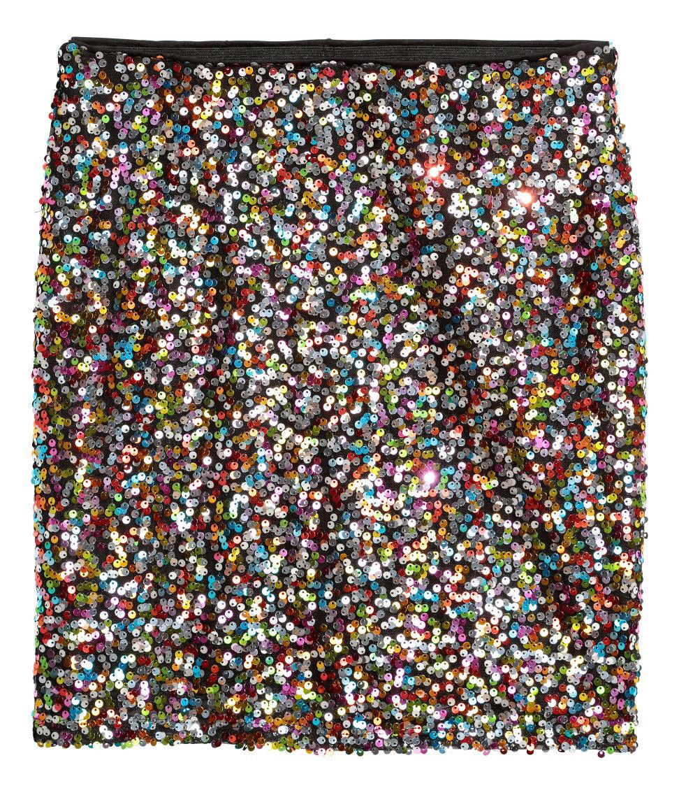 H&M 1444/1 Women Short Glittery Skirt Black-SHG/SHW