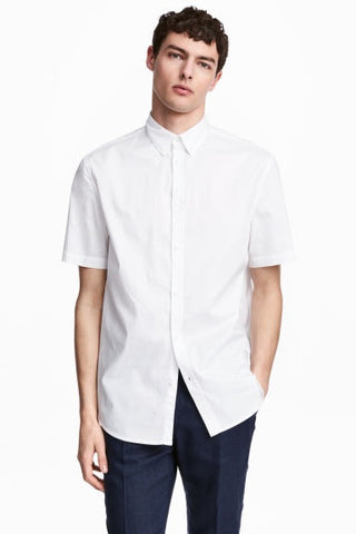 H&M 5777/1 Men Short-Sleeved Shirt-White-SHW