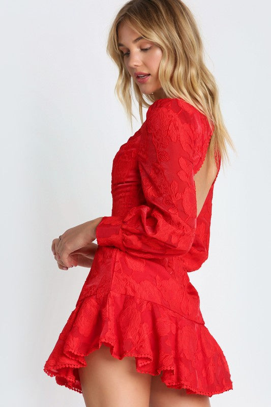 Saints Secrets Women Floral Lace Crochet Dress With Puff Sleeves And O
