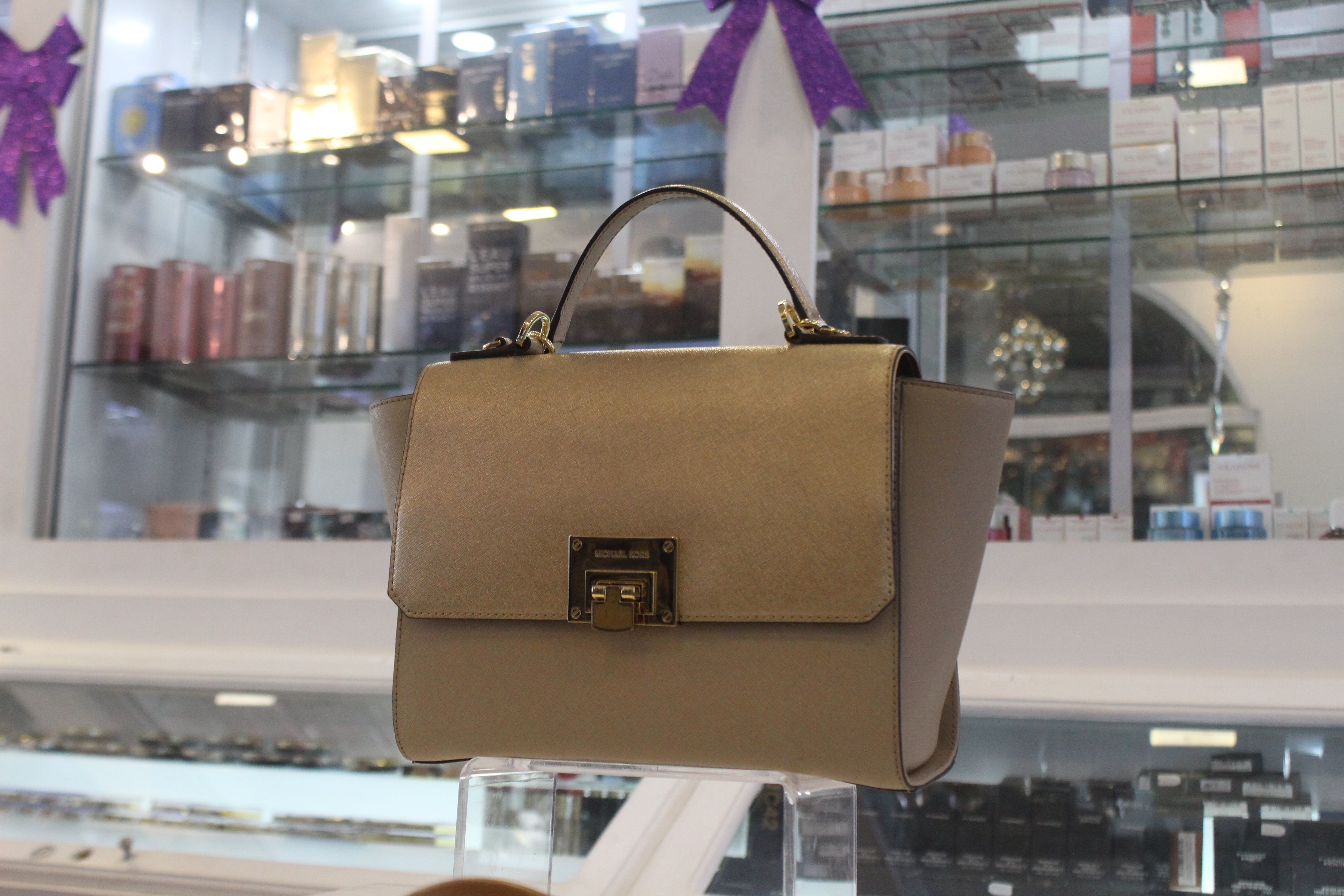 Michael Kors 35T7MT4S6M Medium Satchel Bisque/Gold-GL