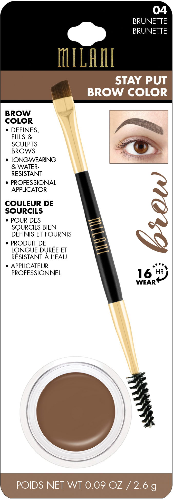 Milani Stay Put Brow Color – Long-Lasting Waterproof Brow Pomade