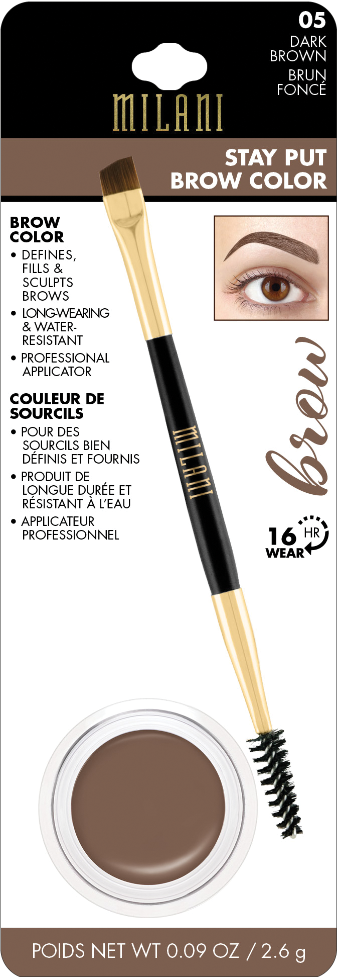 Milani Stay Put Brow Color – Long-Lasting Waterproof Brow Pomade