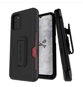 GHOSTEK Galaxy A03s Case with Belt Clip, Kickstand, and Credit Card Holder — IRON Armor