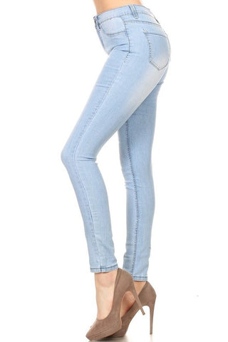 Denim Couture Women Full Length High Waisted Skinny Jeans Light Blue-SHG/SHW/SHF