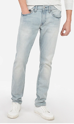 Express 03326333 Men Skinny Light Wash Hyper Stretch Jeans-GL