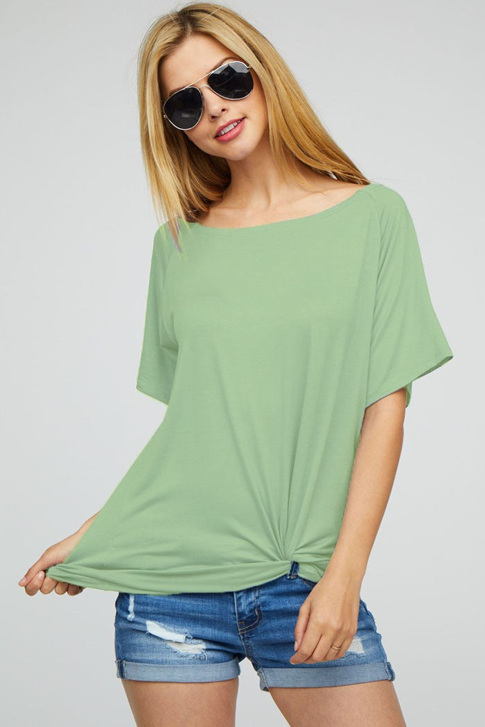 Bibi Loose Fit knit Raglan Top Olive-MT/SHG