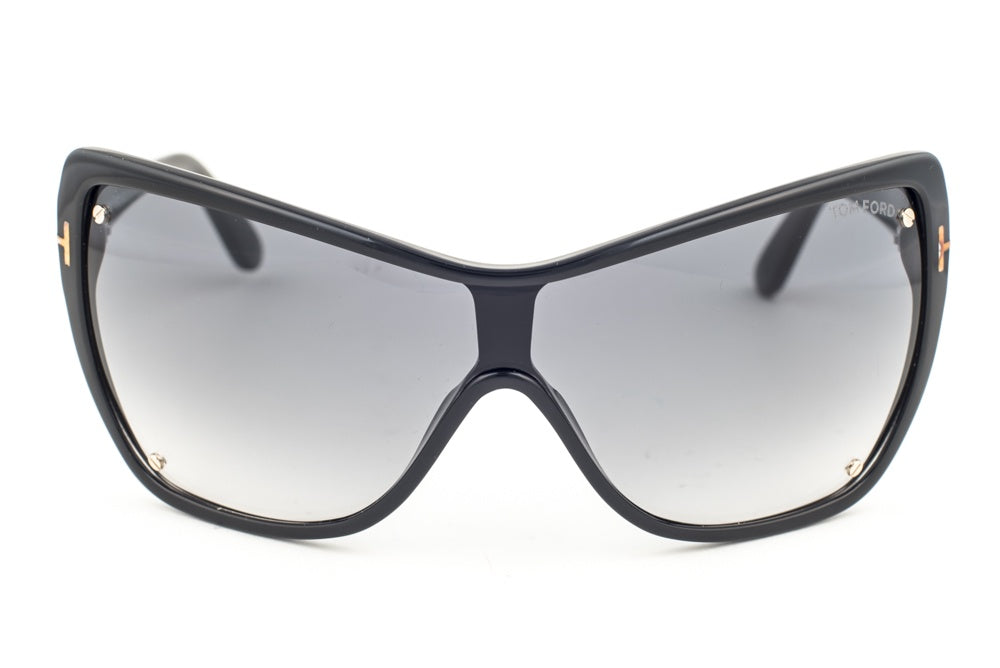 Tom Ford Ekaterina TF363 01B-Women Oversized Shield Sunglass Black/Grey Gradient-GL