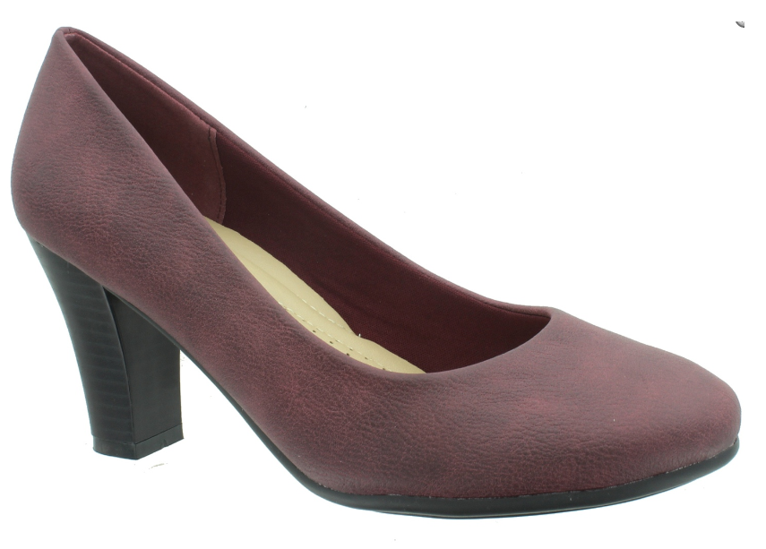 Le Comfort Ivory-7 Women Slip On Round Toe Fudge Heel Shoe Burgundy-MT