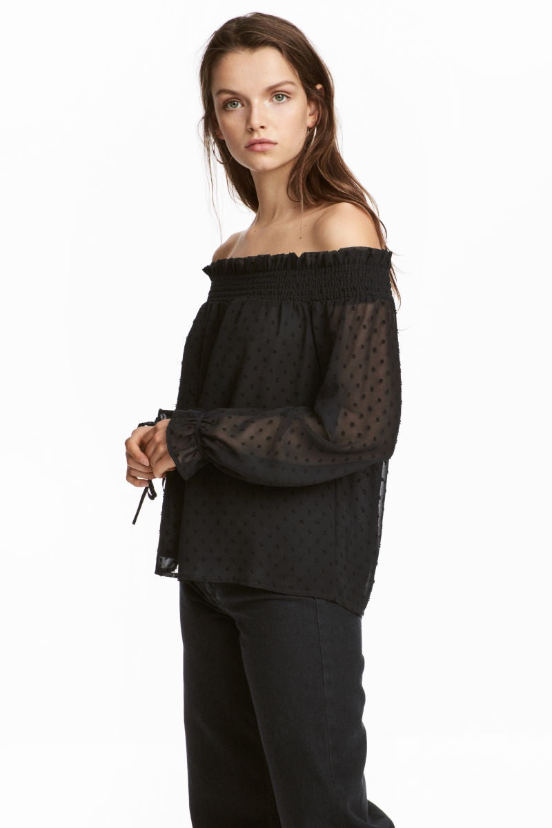 H&M 1543/1 Women Off-the-shoulder Blouse Black-SHF/SHG/SHW