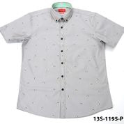 Oleg Cassini Men 13S-1195-P Poplin Print Slim Fit Short Sleeve Shirt Grey-GL/SHW/SHG