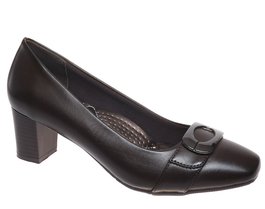 Pierre Dumas Veronica 2 Women Round Toe Slip On Fudge Heel Shoe -Brown